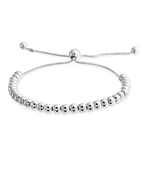 Bling Jewelry Minimalist Layering .925 Sterling Silver 3MM Seed Bead Bolo Slide Bracelet Adjustable Slide 6.5- 8 Inch