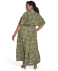 Jessica Howard Plus Printed V-Neck Maxi Dress