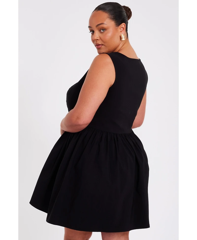 Quiz Plus Square Neck Drop Waist Mini Dress