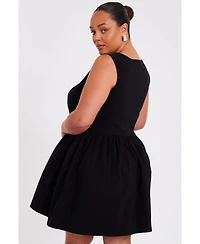 Quiz Plus Square Neck Drop Waist Mini Dress