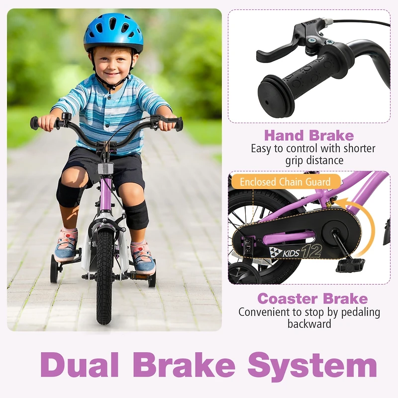 Kids Bicycle with Dual Brakes and Training Wheels for Beginner Riders