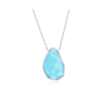 Sterling Silver, Pearshaped Larimar Necklace