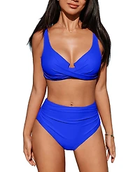Cupshe Women's Underwire Adjustable Straps Ruched Bikini Sets