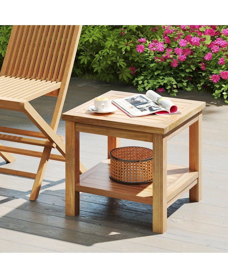 Square Side Table with Open Shelf for Small Spaces – Compact and Functional Storage Solution
