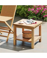 Square Side Table with Open Shelf for Small Spaces – Compact and Functional Storage Solution