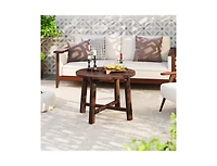 Patio End Table with Solid Wood Structure for Garden Deck Poolside and Indoors