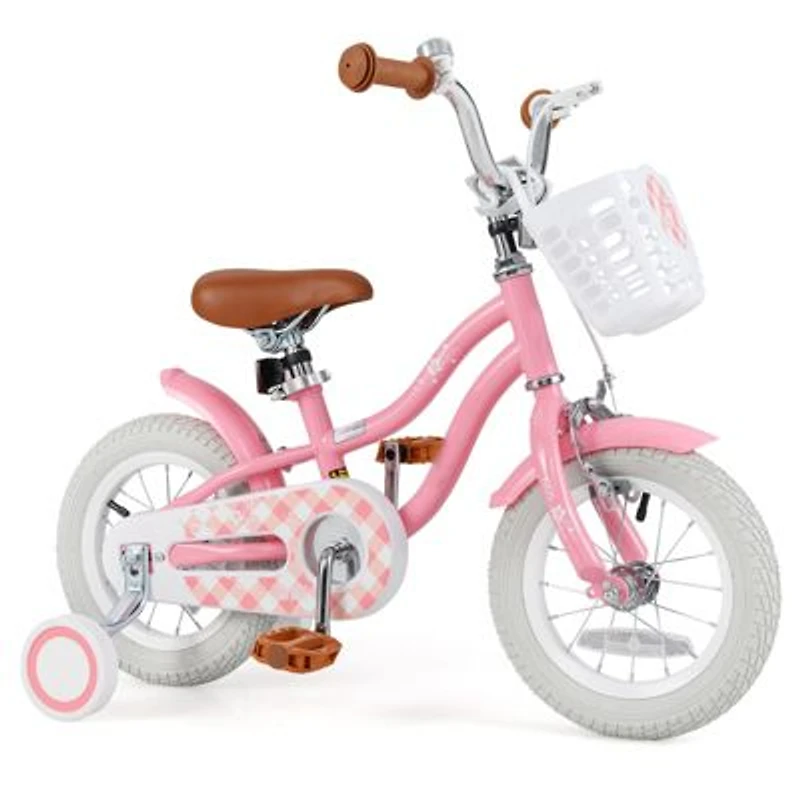 Kids Bicycle With Training Wheels Basket For Boys Girls