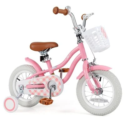 Kids Bicycle With Training Wheels Basket For Boys Girls