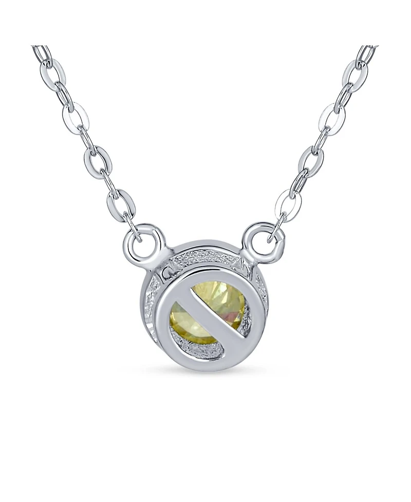 Bling Jewelry Petite Delicate 5MM Bezel Set Cz Solitaire Pendant Station Necklace Cubic Zirconia .925 Sterling Silver