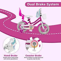 Kids Bicycle with Training Wheels and Front and Rear Brake System