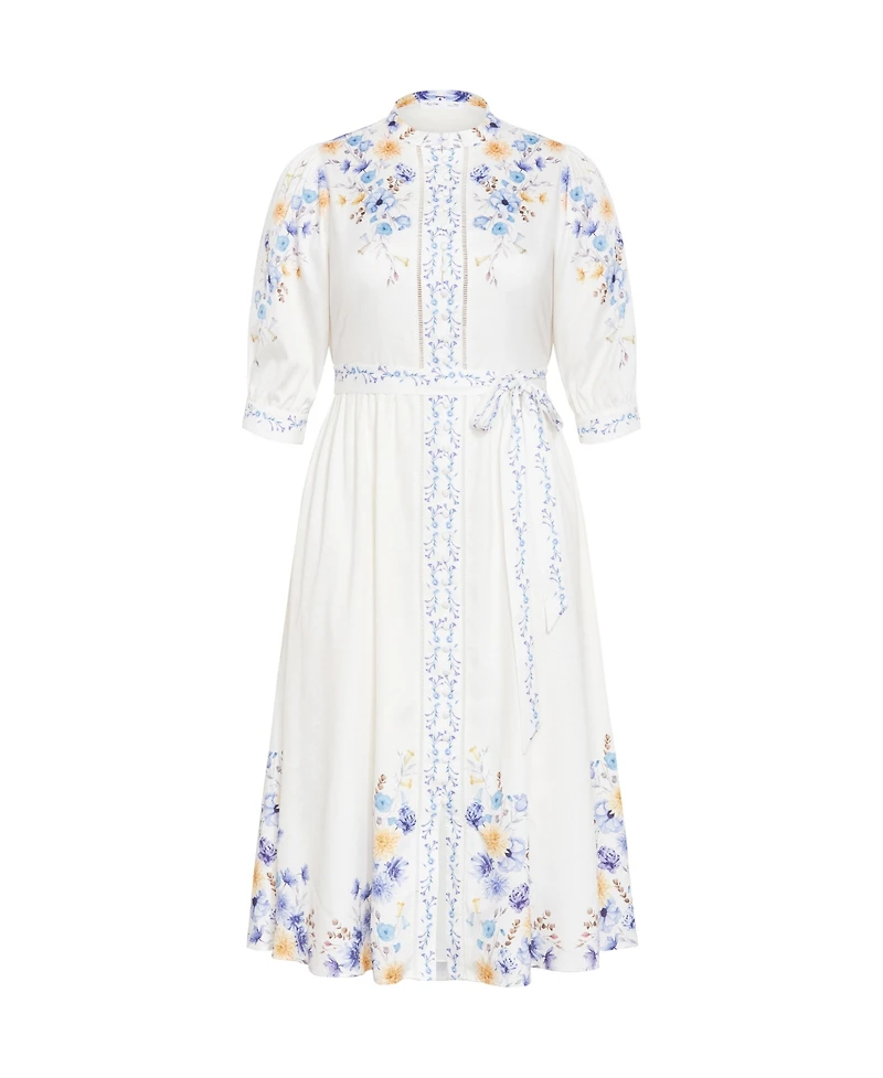 City Chic Plus Annabelle Button Down Floral Midi Dress