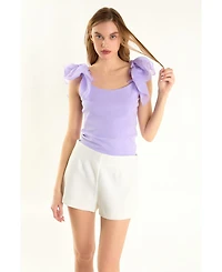 endless rose Women's Organza Ruffle with Knit Top