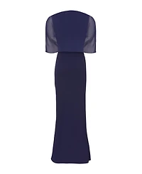 Quiz Women's Scuba Crepe Maxi Dress with Mesh Cape