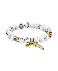 Bling Jewelry Spiritual Feather Charm Stretch Bracelet with Heart & Angel Wing Beads