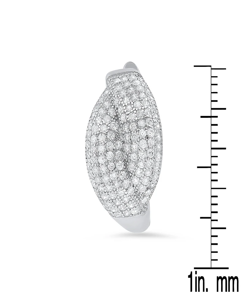 Steeltime Women's Sterling Silver and Simulated Diamonds Braid Hoops Earrings