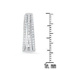 Steeltime Women's Sterling Silver and Simulated Diamonds Oval Layered Huggie Earrings