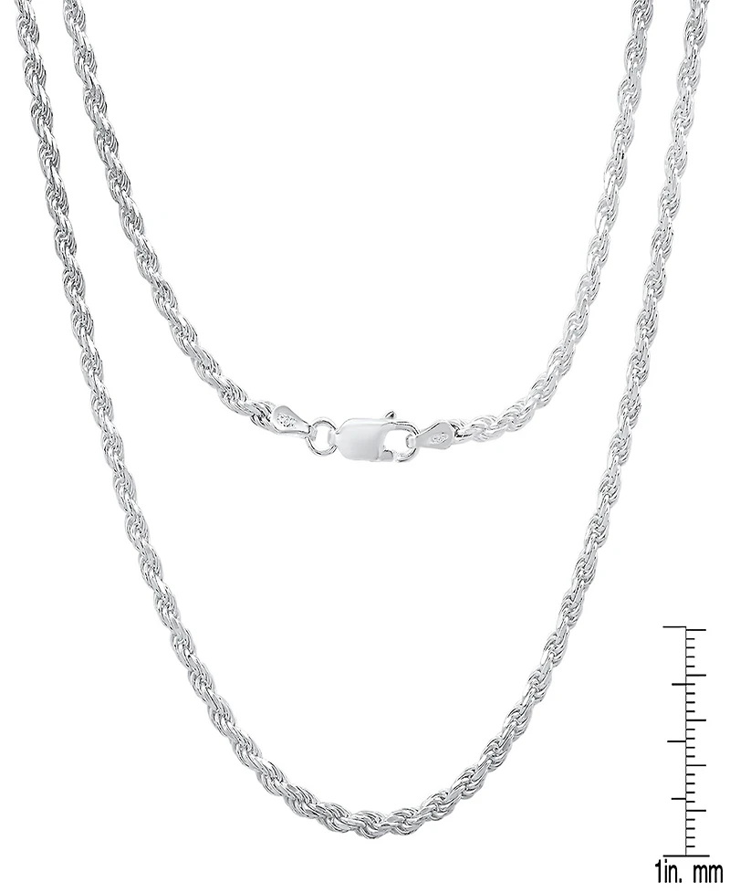 Steeltime Unisex Sterling Silver Rope Chain Necklace