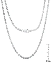 Steeltime Unisex Sterling Silver Rope Chain Necklace