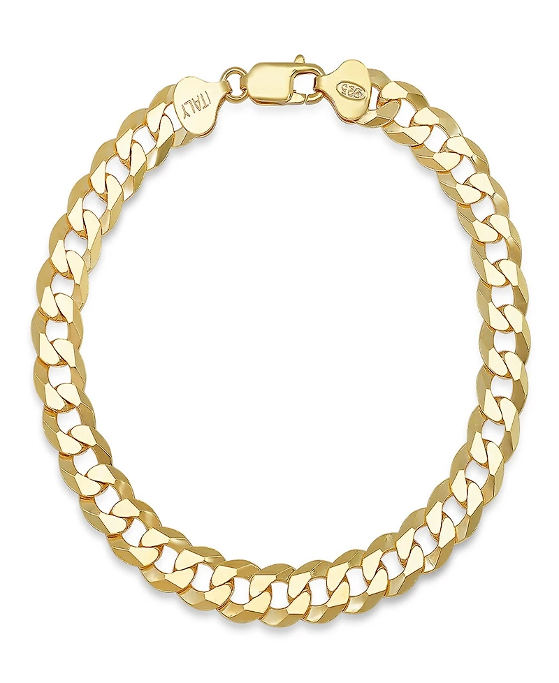 Steeltime Unisex Silver Diamond Cut Curb Link Bracelet