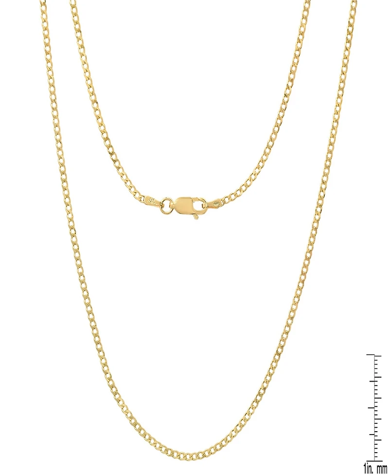 Steeltime Unisex 14K Gold Plated Cuban Superflat Chain Necklace