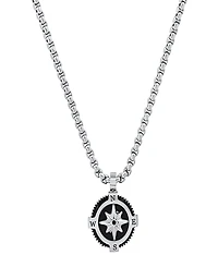 Steeltime Men's Stainless Steel Compass Pendant Necklace