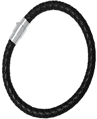 Steeltime Men's Braided Leather and Sterling Silver Magnetic Clasp Bracelet.