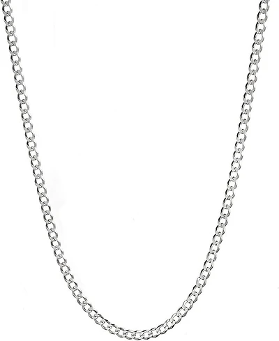 Steeltime Unisex Sterling Silver Cuban Superflat Necklace