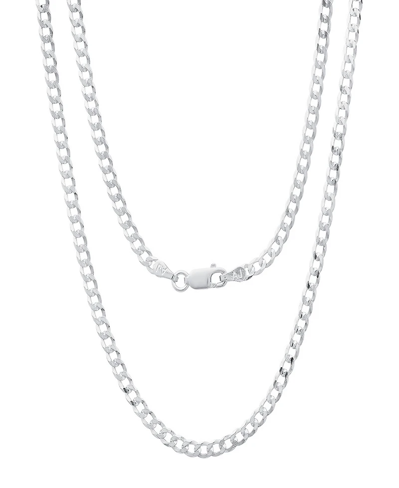 Steeltime Unisex Sterling Silver Cuban Superflat Necklace
