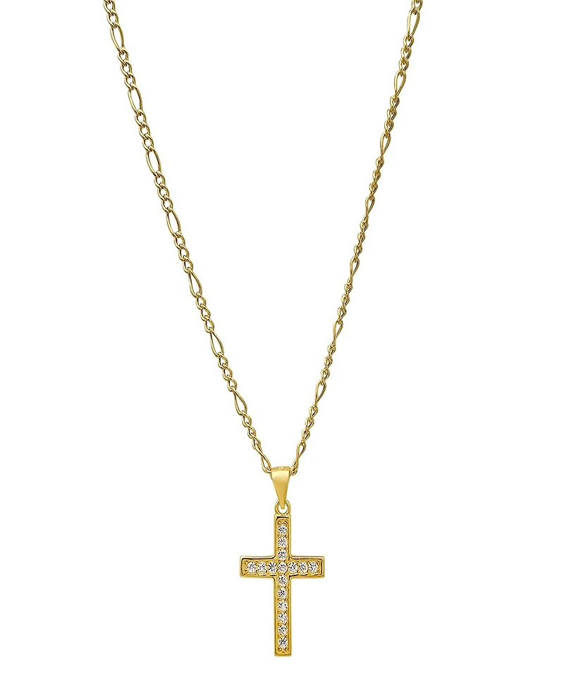Steeltime Unisex Gold-Plated Cross Pendant Figaro Chain Necklace