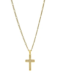 Steeltime Unisex Gold-Plated Cross Pendant Figaro Chain Necklace