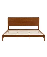 Mid-Century Modern King Size 12 Inch Bamboo Wood Platform Bed with Wood Slat Support, No Box Spring Needed, Easy Tool-Free Assembly