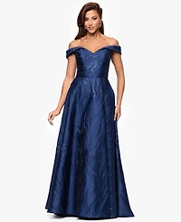 Xscape Women's Off-The-Shoulder Metallic Ball Gown