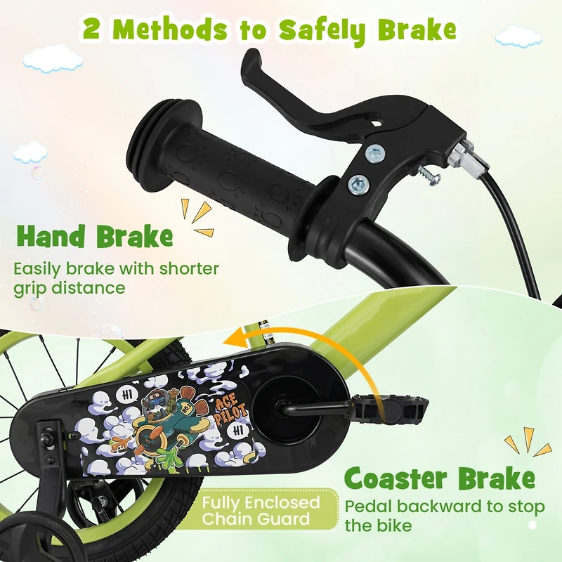 Kids Adjustable Bike with Detachable Training Wheels Safe and Fun Bicycle for Ages 4-8 Years Old