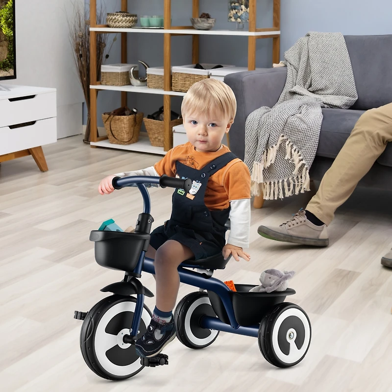 Toddler Tricycle with Adjustable Seat Storage Baskets for 1.5-5 Years Old