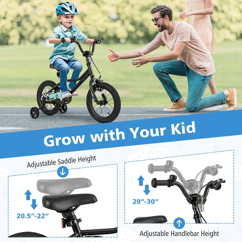 Kids Bike with Adjustable Seat Low-Step Frame for Easy Mounting