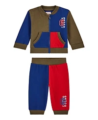 Guess Baby Boys 2-Piece Long Sleeve Active Zip Up Top and Sweatpants Set