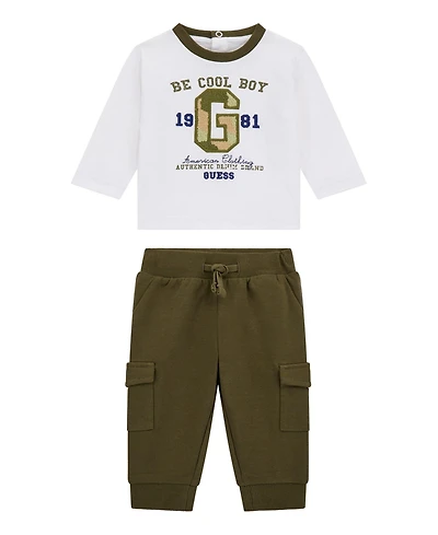 Guess Baby Boys 2-Piece Long Sleeve T-Shirt and Cargo Jogger Set