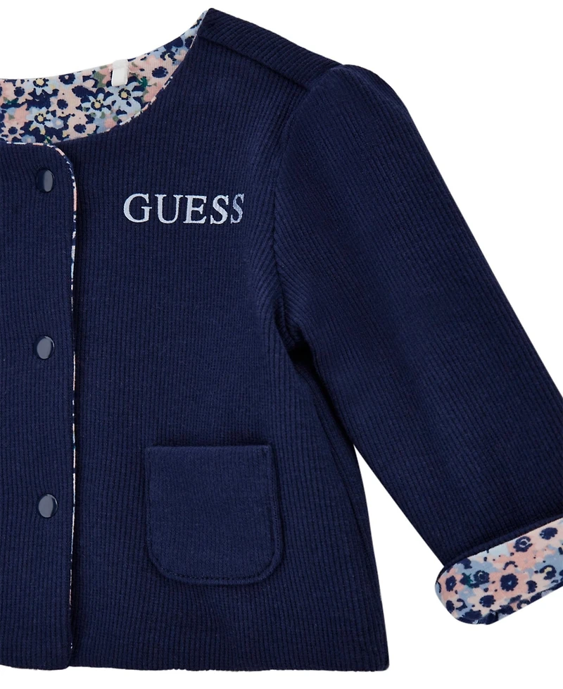 Guess Baby Girls 3-Piece Reversible Jacket, Short Sleeve Bodysuit and Pants Set