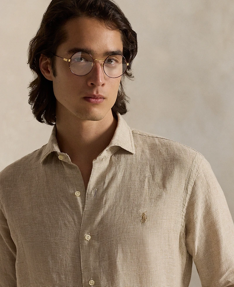 Polo Ralph Lauren Men's Classic-Fit Houndstooth Linen Shirt