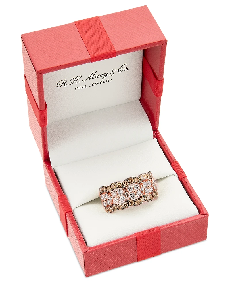 Le Vian Nude Diamond & Chocolate Scalloped Multirow Ring (2-1/4 ct. t.w.) 14k Rose Gold