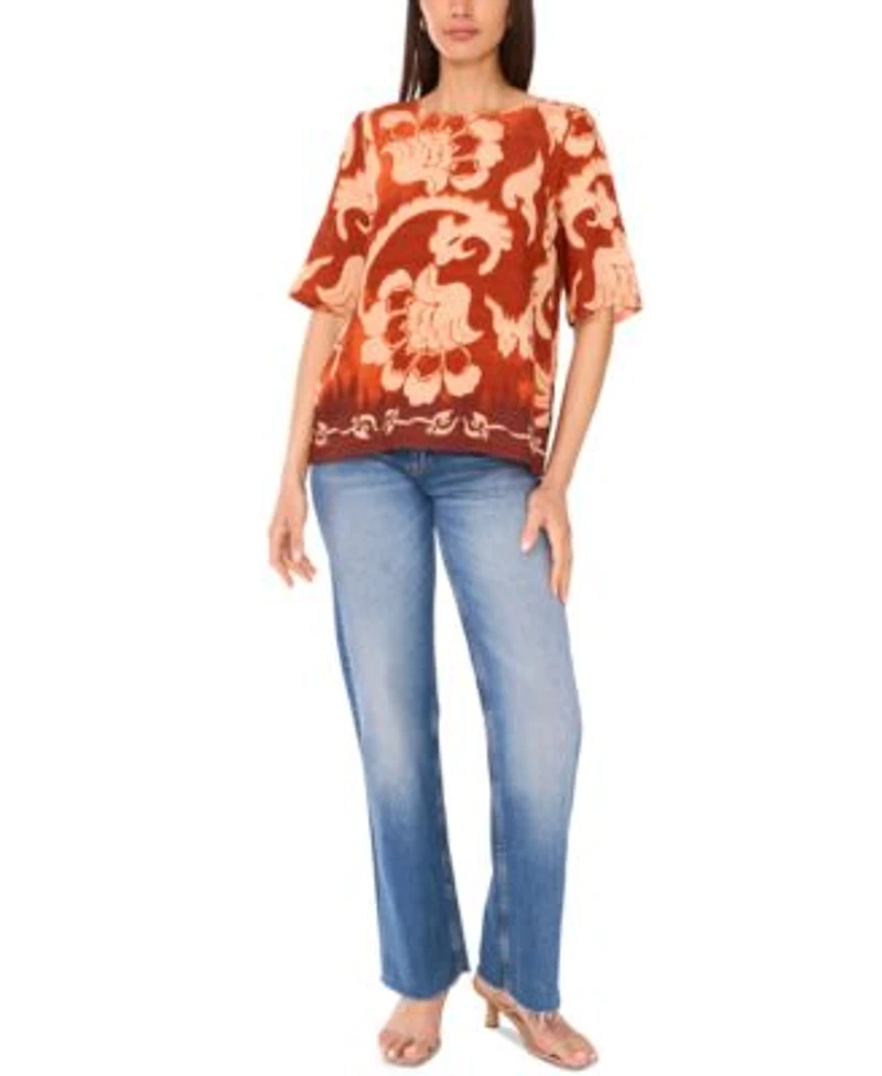 Womens Paisley Print Shirt Wide Leg Pant
