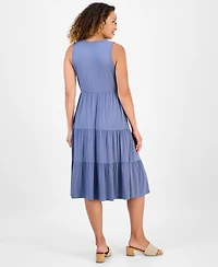 Style & Co Petite V-Neck Tiered Sleeveless Midi Dress, Exclusively at Macy's