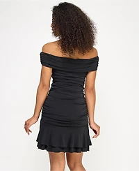 Katia Rae Juniors' Off-The-Shoulder Tiered Short Dress