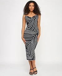 Katia Rae Juniors' Printed Cowl-Neck Sleeveless Dress