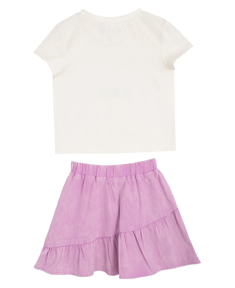 Rare Editions Little Girls 2-Piece Just Smile Crewneck T-Shirt and Skort Set