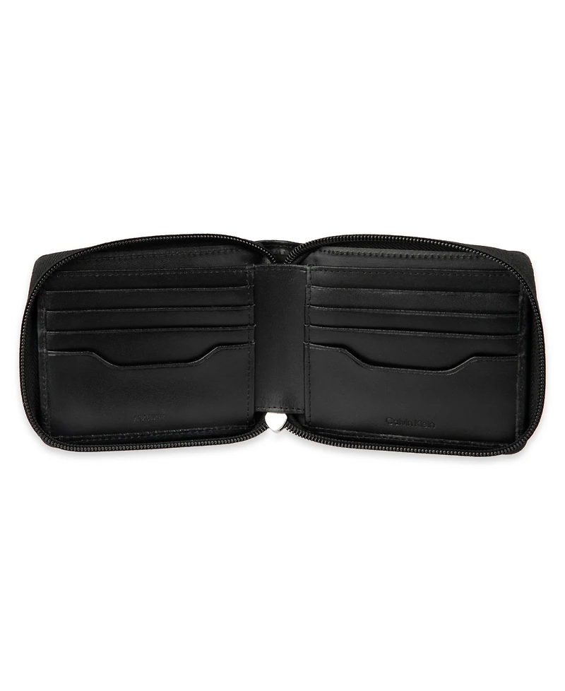 Calvin Klein Men's Rfid Overlapping Saffiano Zip Around Wallet