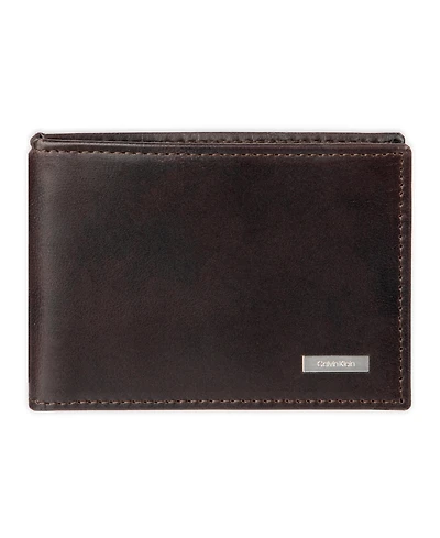 Calvin Klein Men's Rfid Two Tone Arcadia Leather Front Pocket Flick Bar Wallet