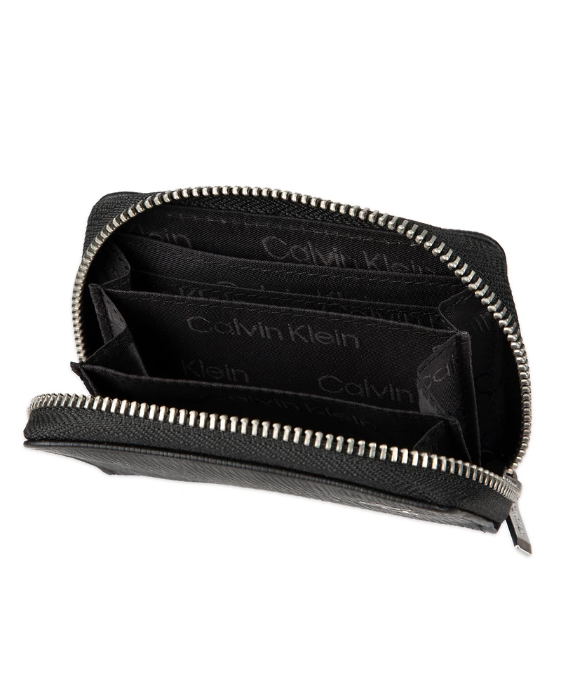 Calvin Klein Men's Rfid Textured Leather Gusset Card Case Wallet