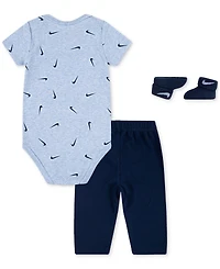 Nike Baby Boy Bodysuit, Waffle Pants & Socks, 3 Piece Gift Set