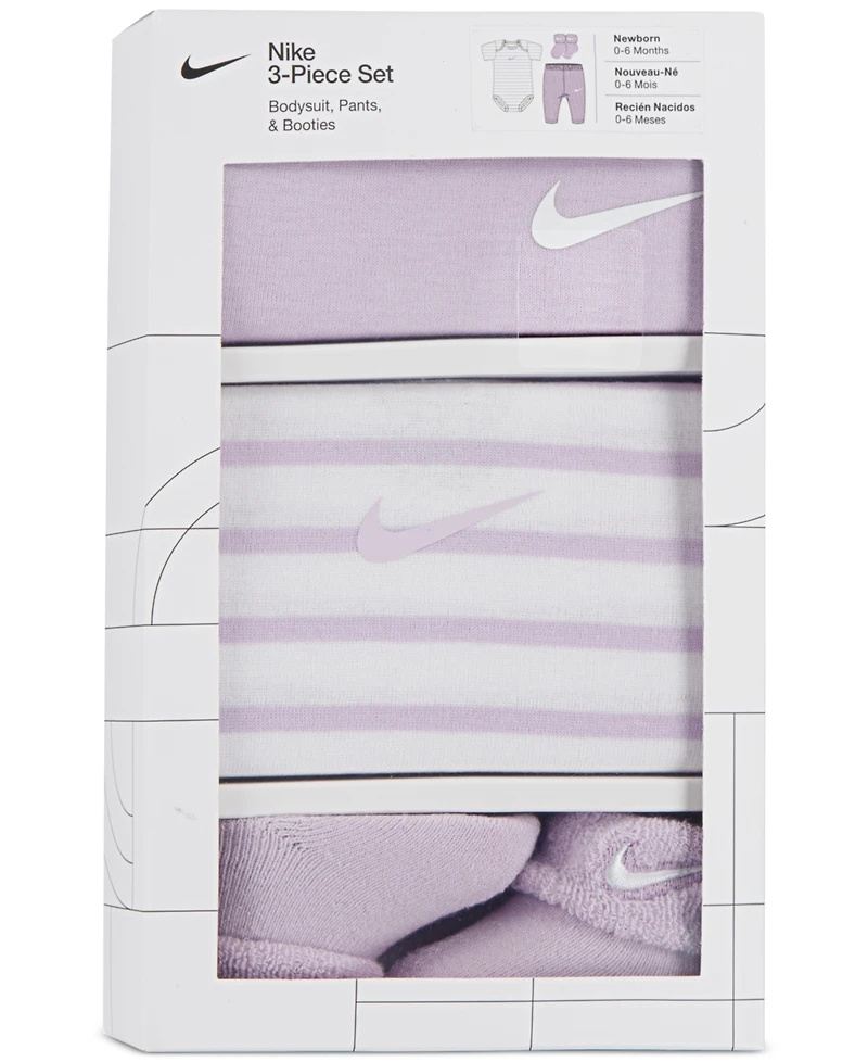 Nike Baby Boy or Girl Bodysuit, Pants & Terry Socks, 3 Piece Gift Set
